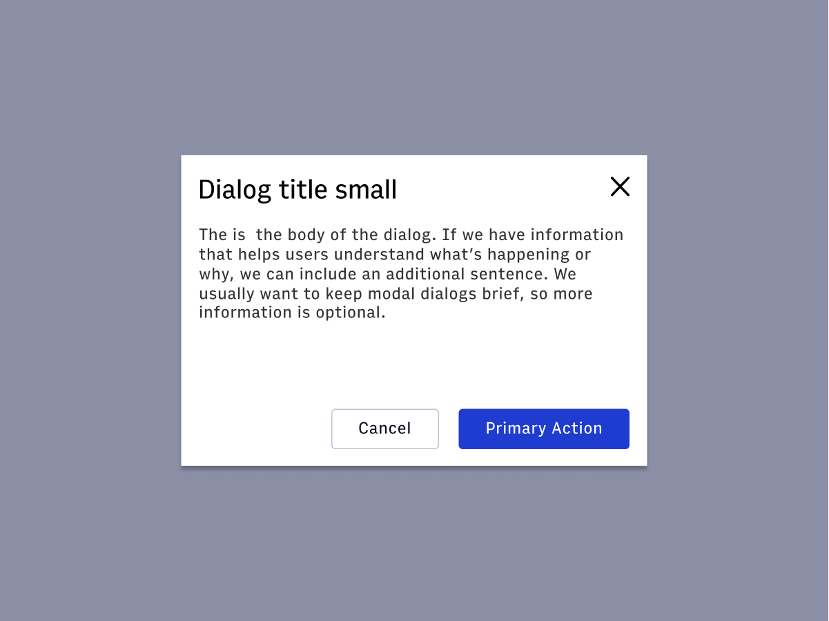 Dialog appears in response to an action